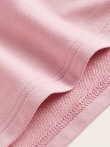 SHEIN MOD Cổ Trái tim Tay áo lồng đèn Viền bình hàng phía sau Đầm - Hồng - Xem 3