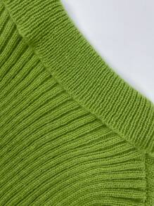 SHEIN Unity 條紋針織前紐扣開襟衫 - 橄欖綠 - 查看 7