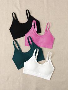 Easithlete 4pcs Solid Seamless Sports Bra - Multicolor - View 3