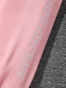 SHEIN 女大童字母刺繡吊帶上衣&翻蓋口袋長褲&連帽衛衣 - 粉色 - 查看 3
