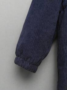 SHEIN 男小童翻蓋口袋毛絨內襯連帽燈芯絨大衣 - 黑色 - 查看 6