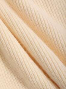 DAZY Drop Shoulder Split Hem Sweater Dress - Beige - View 8
