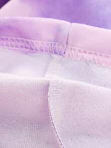 SHEIN 女小童紮染字母圖案連帽衫和運動褲 - 紫色 - 查看 6