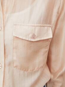 BizChic Camisa con bolsillo con solapa con botón delantero - Albaricoque - Ver 7