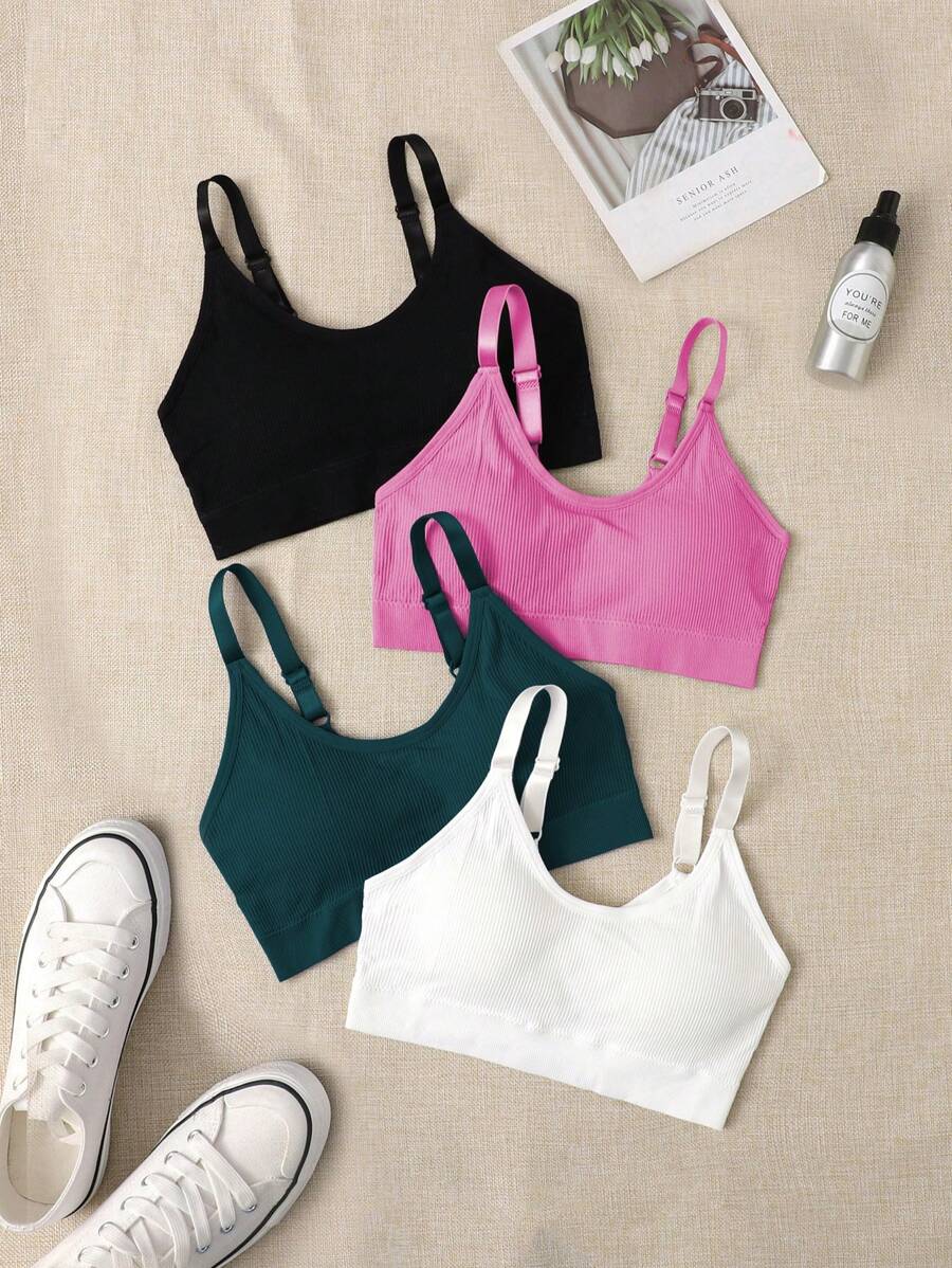 Easithlete 4pcs Solid Seamless Sports Bra - Multicolor - View 1