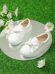 Em bé Cô gái Nút bướm Đồ trang trí Giày lười Giày dép - trắng - Xem 1