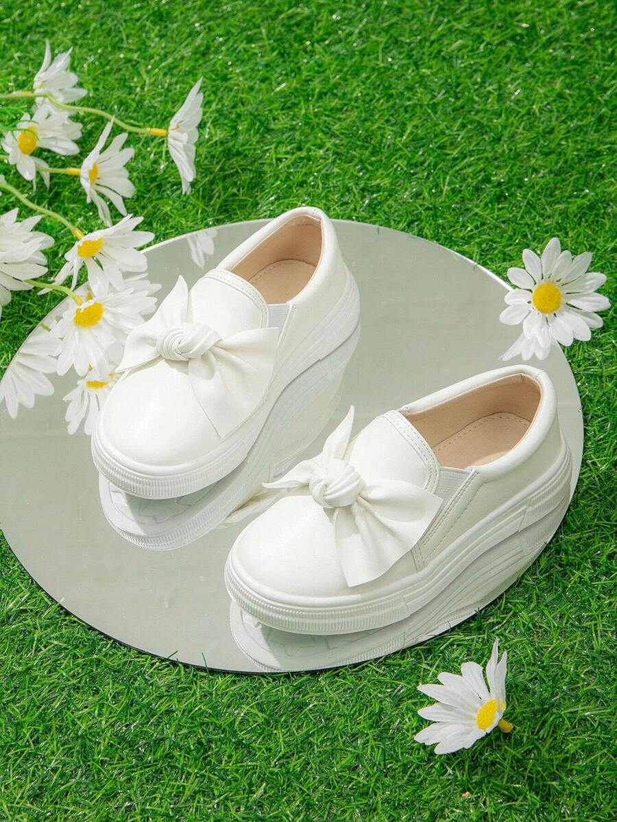 Em bé Cô gái Nút bướm Đồ trang trí Giày lười Giày dép - trắng - Xem 1
