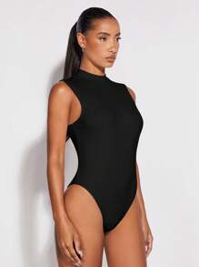 SHEIN BAE Solid Backless Tank Bodysuit