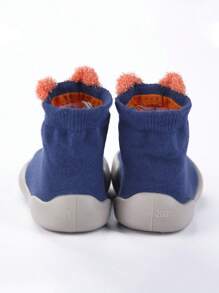 1對兒童地板襪寶寶矽膠底防滑室內行走鞋原創時尚設計卡通動物可愛嬰兒運動鞋 - 藍色 - 查看 4
