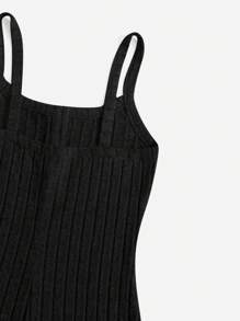 SHEIN EZwear Solid Cami Unitard Romper - Black - View 3