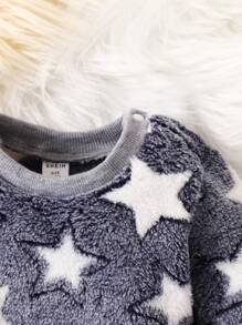 男嬰星星圖案絨毛衛衣和褲子 - 灰色 - 查看 6