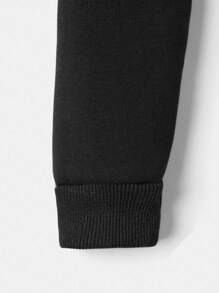 RueChic Teen Girl Contrast Collar Drop Shoulder Pullover - Black - View 4