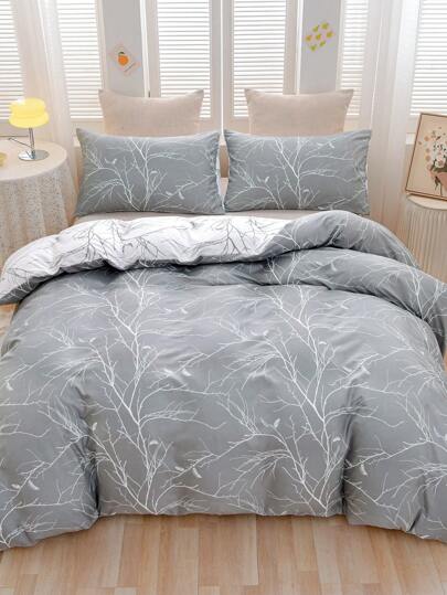 3pcs Lightweight Super Soft Microfiber Duvet Cover Set, Double-Sided Botanical Floral Printed Pattern - Soft Bedding Set, 3 Piece (1 Duvet Cover & 2 Pillow Shams), Suitable For Bedroom, Travel, Dorms (Boys & Girls)