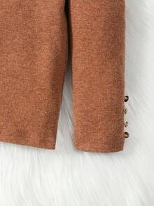 SHEIN Young Girl Puff Sleeve Tee - Brown - View 3