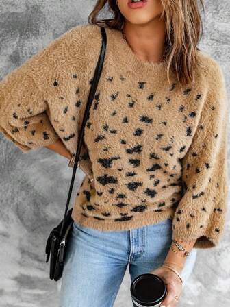 Allover Pattern Drop Shoulder Sweater