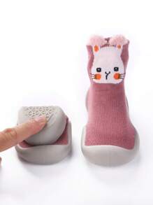 1雙孩子們的地板襪嬰兒軟底防滑室內學習鞋帶原始趨勢設計,可愛卡通動物嬰兒運動鞋