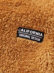 Chàng trai trẻ Thư được vá Túi kangaroo Thiết kế tai 3D áo có mũ Áo Teddy Jackets - màu nâu - Xem 4