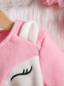 SHEIN 女小童卡通圖案3D耳朵設計洋裝附包 - 粉色 - 查看 3