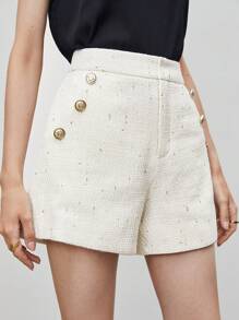 BizChic Detale przycisku Szorty Z Tweedu