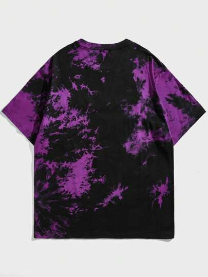 Rick and Morty | ROMWE Men Tie Dye Letter & Figure Graphic Tee, School