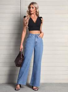 SHEIN Tall Slant Pocket Jeans - Medium Wash - View 4