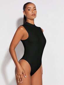 SHEIN BAE Solid Backless Tank Bodysuit