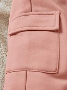 女嬰拉鏈開襟加絨內裏連帽夾克和運動褲 - 淺粉色 - 查看 7