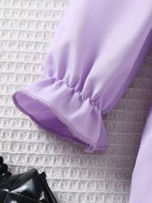 女嬰荷葉邊荷葉袖襯衫洋裝