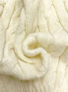 SHEIN Unity 拼接邊麻花編織上衣 - 米色 - 查看 5