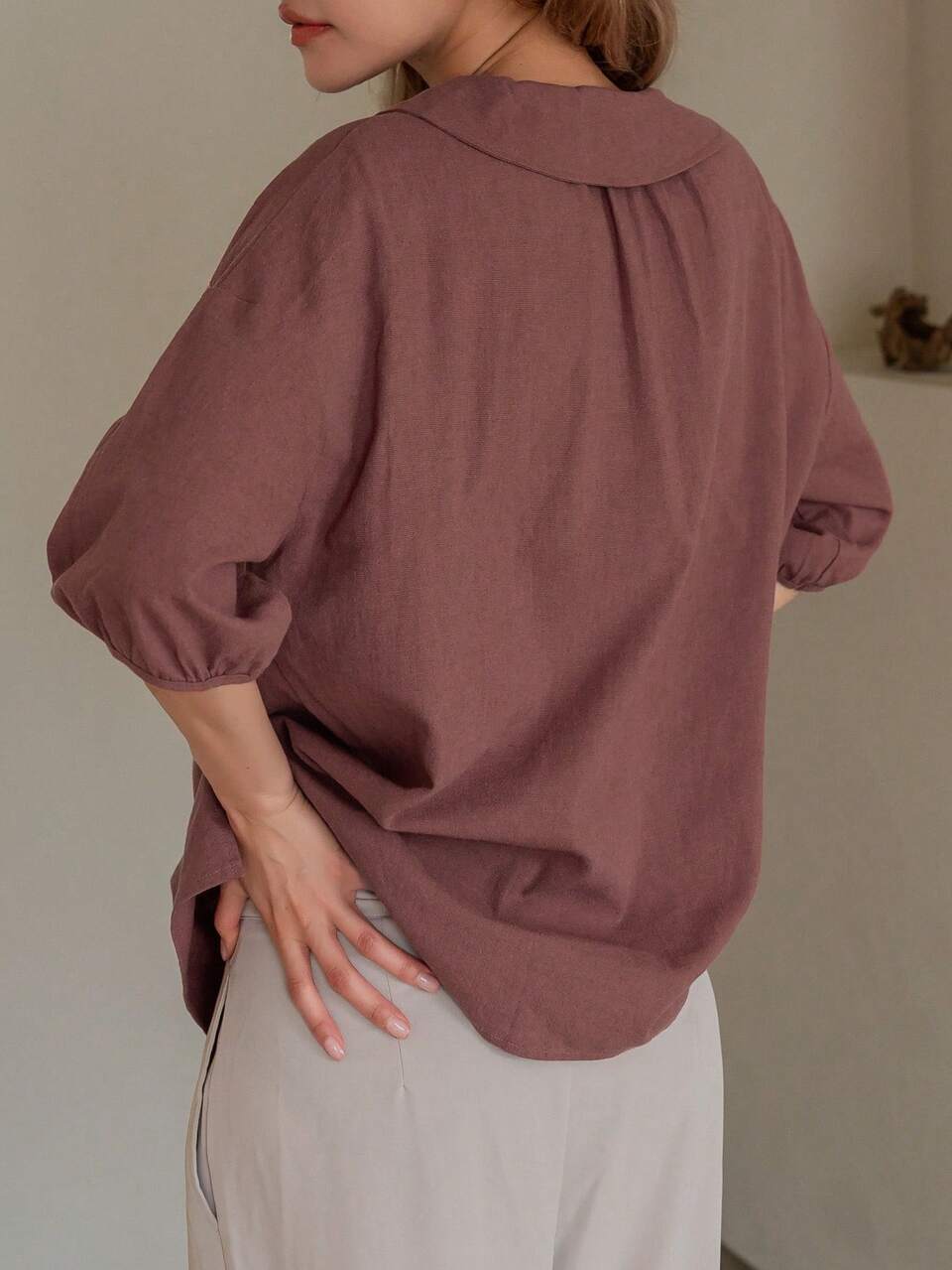Solid Button Front Shirt