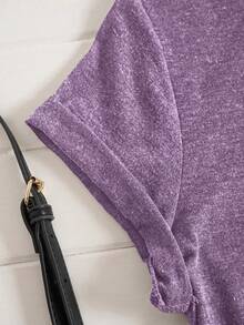 SHEIN Young Girl Leopard & Heart Print Tee - Mauve Purple - View 5