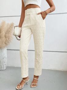 Chiquease High Waist Suit Pants - Apricot - View 5