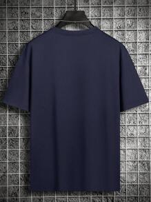 Manfinity Homme Camiseta de hombre de cuello redondo con gráfico de letras con corte holgado