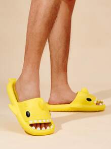 Chanclas divertidas con forma de tiburón para hombres, pantuflas de playa - Amarillo - Ver 4