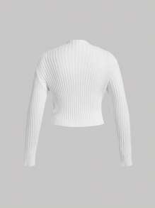 SHEIN MOD Plus Solid Drop Shoulder Sweater - White - View 2