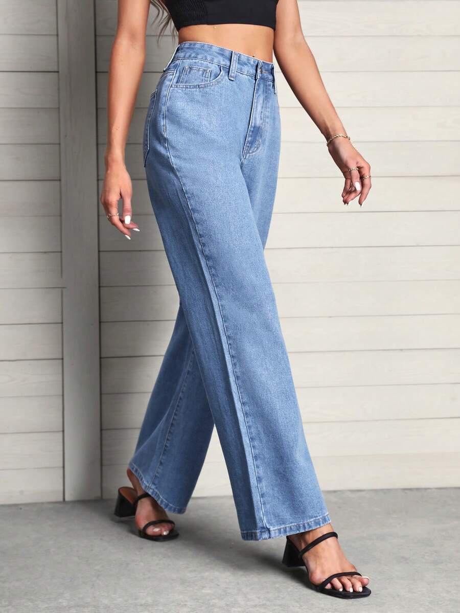 SHEIN Tall Slant Pocket Jeans - Medium Wash - View 1