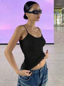 DAZY Solid Cami Top - Black - View 3