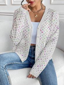 SHEIN Essnce 段染前紐扣開襟衫 - 白色 - 查看 6