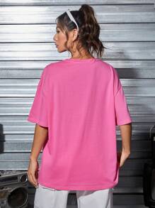 SHEIN EZwear Áo thun nữ - Hồng - Xem 2