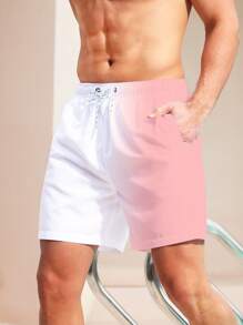 Surfspeed Men Two Tone Drawstring Waist Swim Trunks - Multicolor - View 3