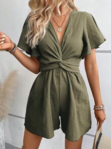 Breezaya 前扭結蝴蝶袖連身短褲