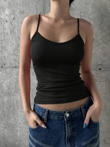 DAZY Solid Cami Top - Black - View 1