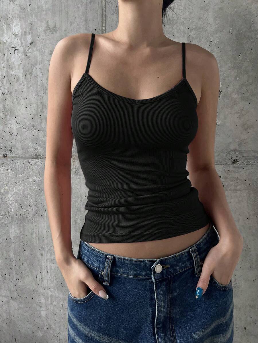 DAZY Solid Cami Top - Black - View 1