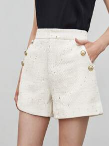 BizChic Detale przycisku Szorty Z Tweedu