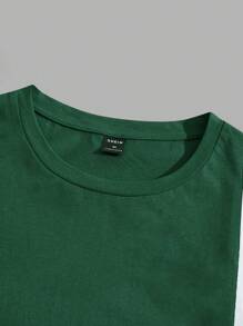 GENTILAND 男士字母刺繡雙色T恤 - 墨綠色 - 查看 4