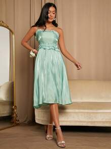 SHEIN Belle Frill Trim Ruffle Trim Cami Dress - Mint Green - View 3