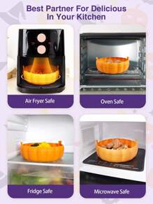 SHEIN 1入組矽膠炸鍋墊，可重複使用的不粘炸鍋烤盤，適用於萬聖節空氣炸鍋、廚房烤盤、烤紙等 - 橘色 - 查看 6