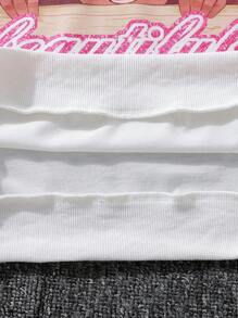 SHEIN Tween Girl Figure Graphic Drop Shoulder Sweatshirt - Multicolor - View 6