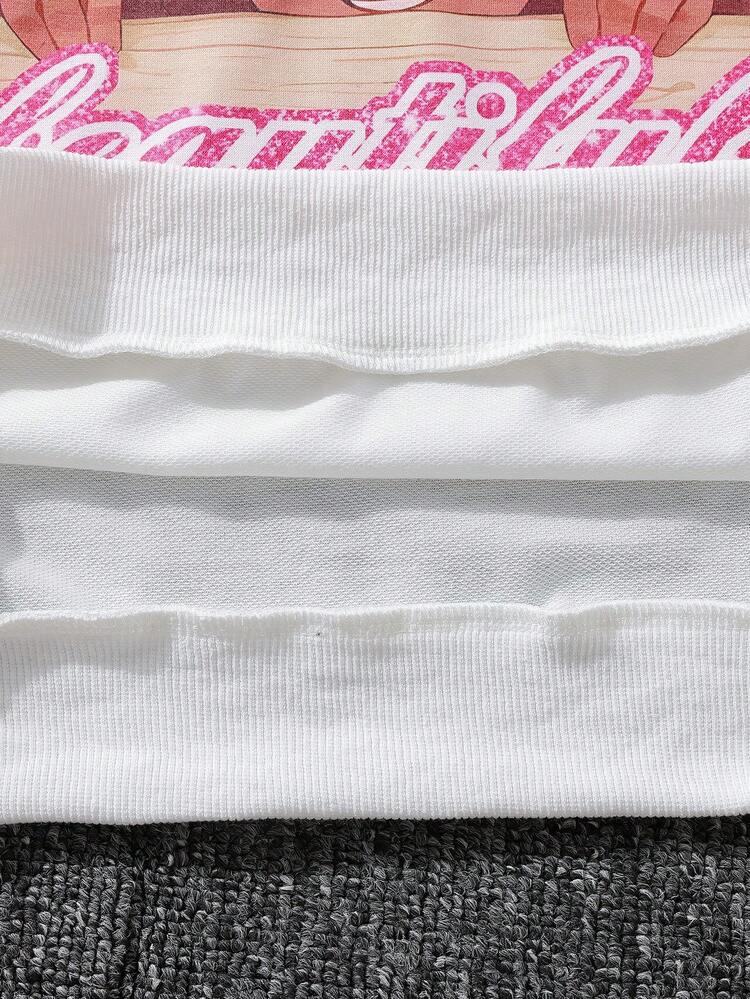 Tween Girl Figure Graphic Drop Shoulder Sweatshirt