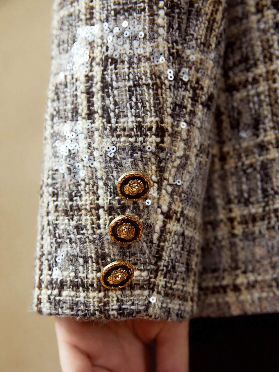 PLAID SEQUIN BLAZER
